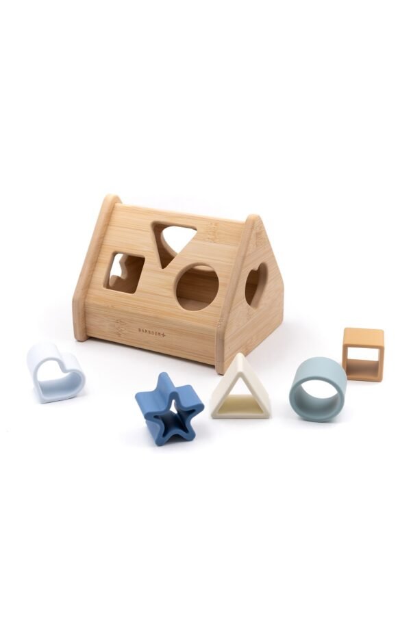 Juego Casita de Madera y Silicona Azul