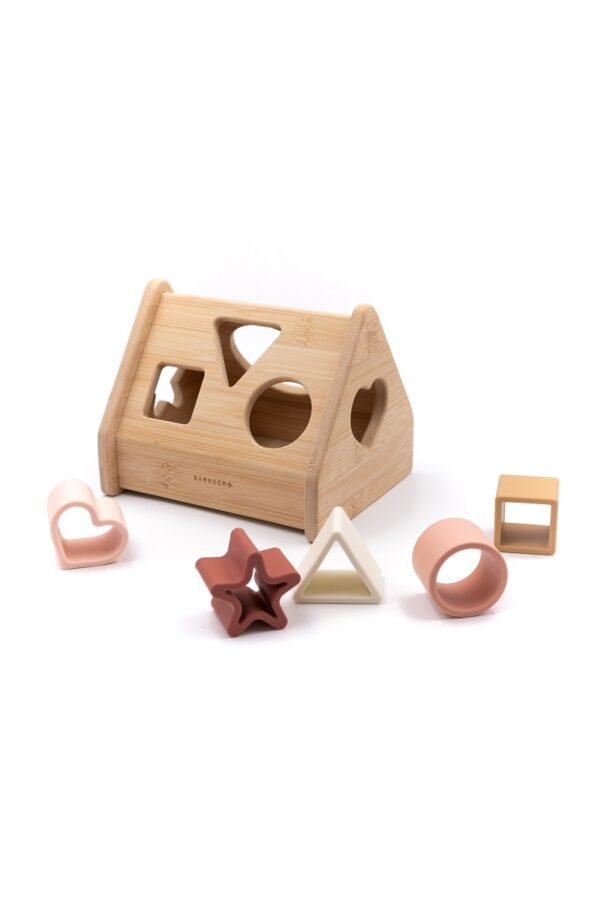 Juego Casita Madera y Silicona Rosa
